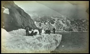 Image: MacMillan and Polar Eskimos [Inughuit] Traveling by Dog Team on Ice Foot